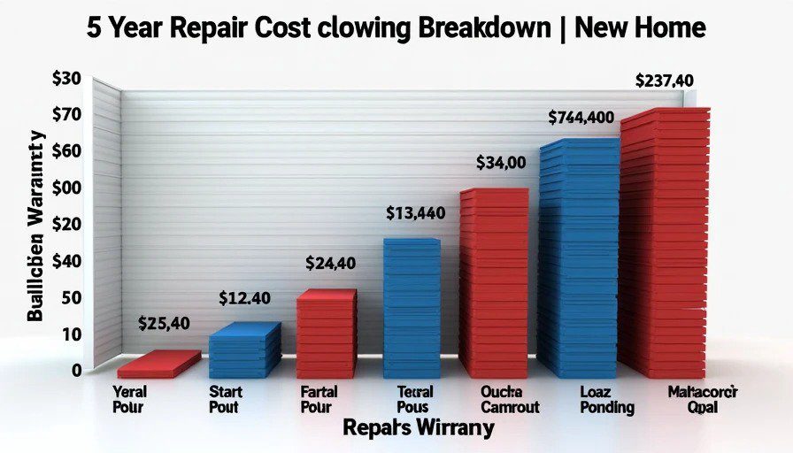 Realistic costs beyond builder warranty coverage Bar chart of 5-year repair reserve by category vs warranty