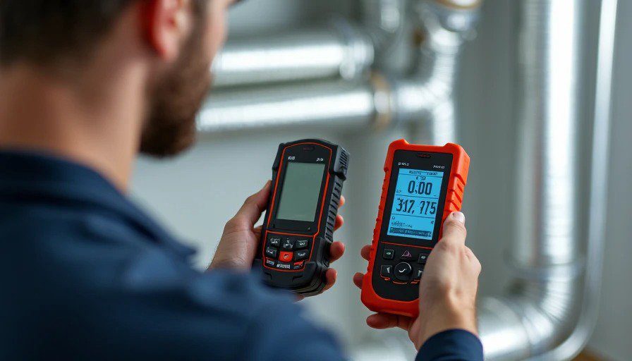Quantifying HVAC system performance issues during audit Duct leakage and static pressure testing in progress