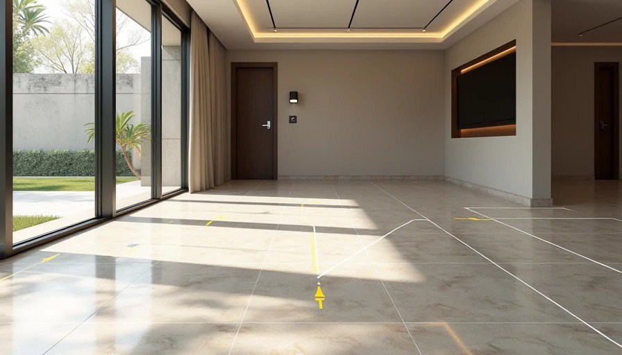 Laser level revealing floor out-of-tolerance in new construction