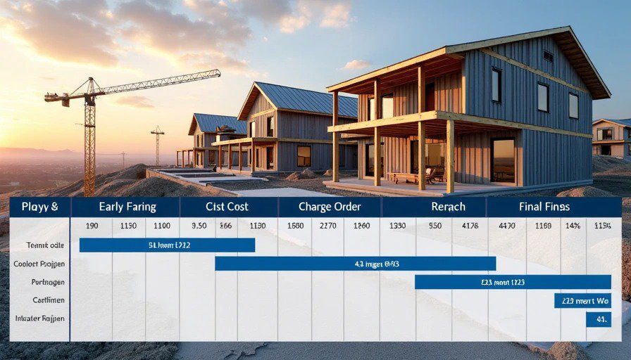 Impact of timing on change order pricing multipliers Construction timeline showing rising change order costs by phase