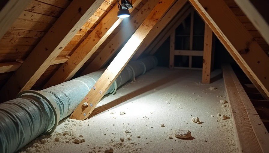 Hidden mechanical issues in "turnkey" spec home attic Attic view showing HVAC duct and insulation defects in new construction