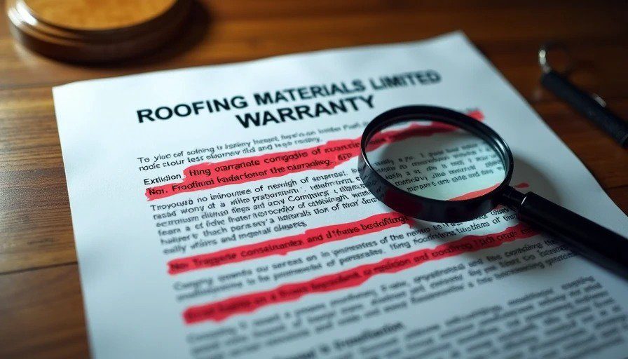 Roof warranty document with fine print annotations