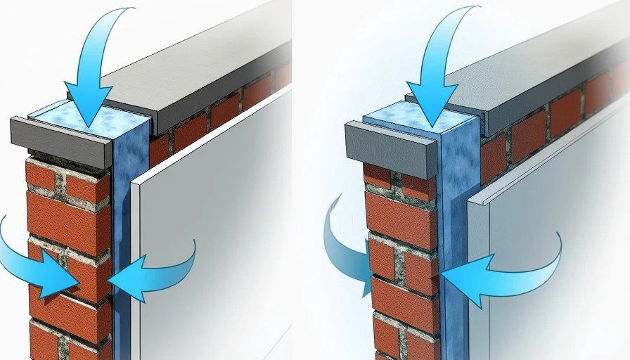 Flashing installation errors that cause leaks in new homes Correct versus incorrect roof flashing detail cross-section